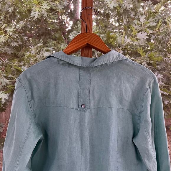 Tyler Boe Women's Sage Green 100% Linen Long Sleeve Top Size 14 - Picture 4 of 9